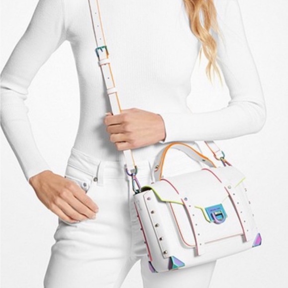 MICHAEL KORS
Manhattan Medium Contrast-Trim Leather Satchel OPTIC WHITE COLOR - Picture 3 of 16